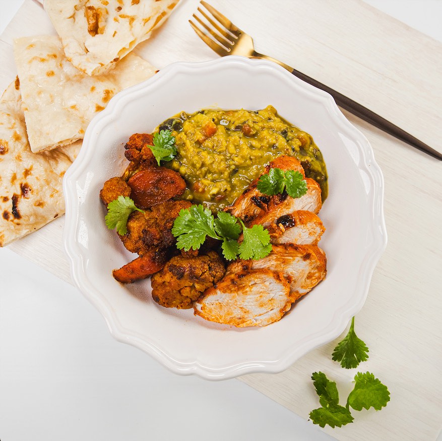 Tandoori Chicken with Veggies and Toor Dal