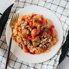 Spanish chicken and rice with Cajun chicken and paella-style rice